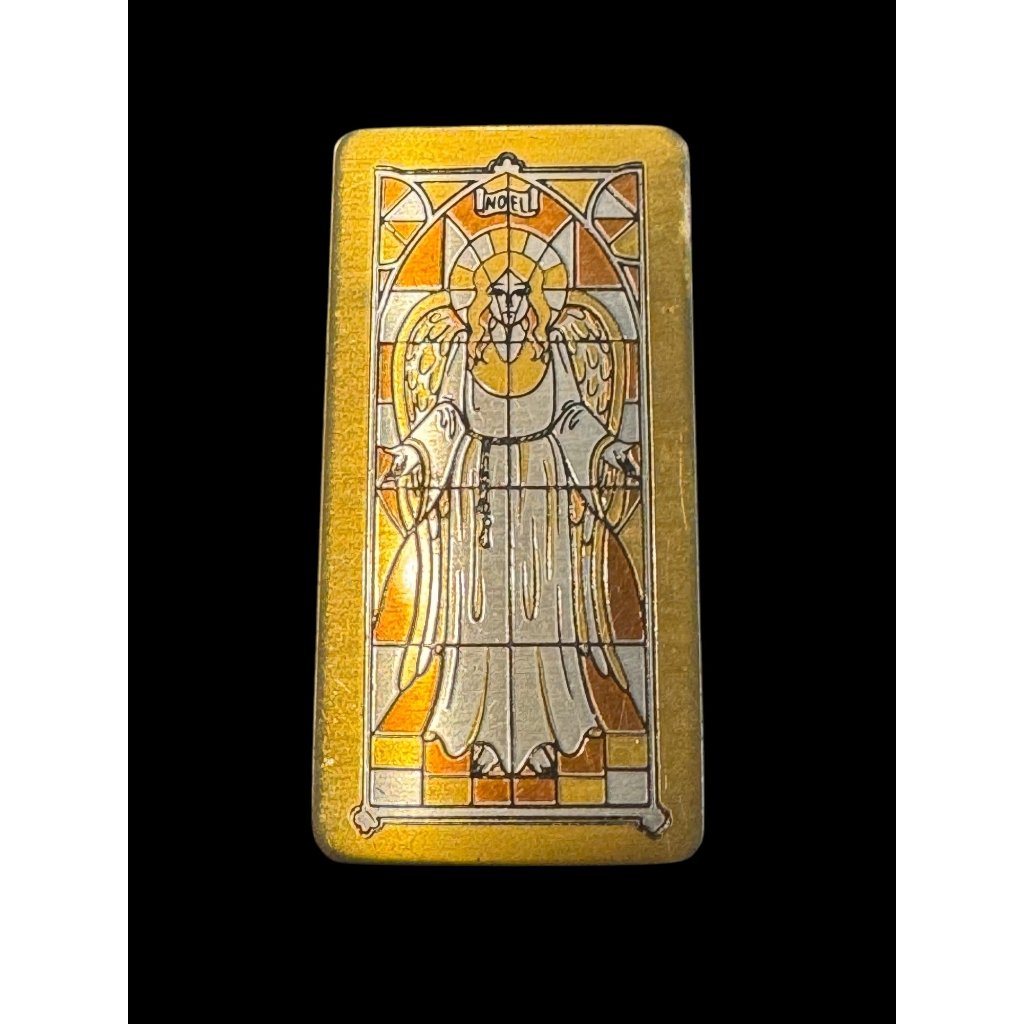 Reed Barton Damascene 1st Annual Christmas Pin Stained Glass Angel Gold Tone 16$